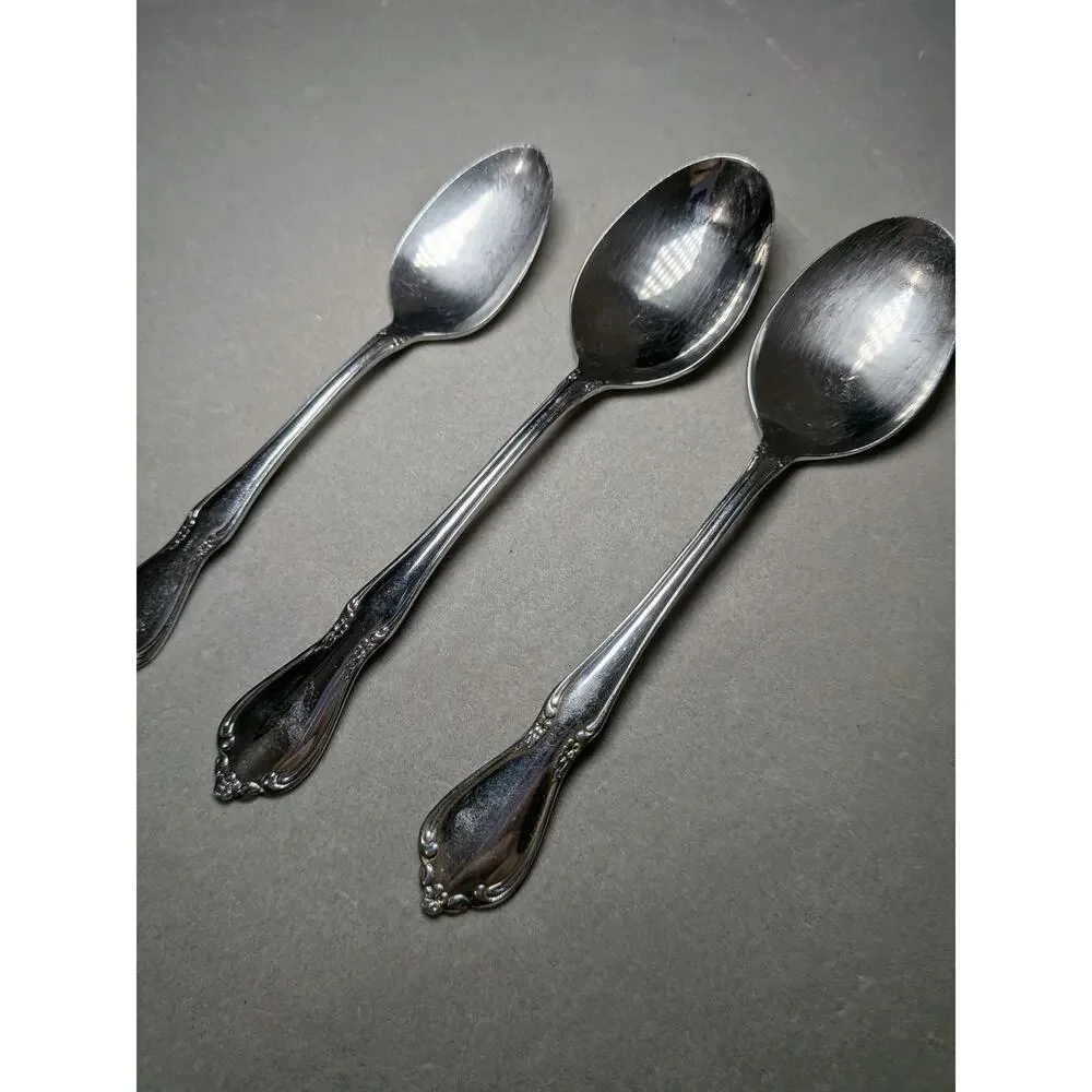 Oneidacraft Deluxe Lasting Rose Flatware 2 Tablespoons & 1 Teaspoon Stainless